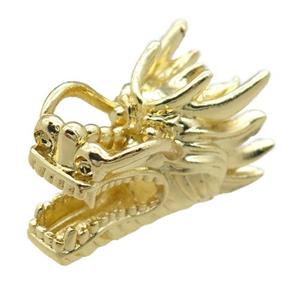 copper dragonhead charm beads, gold plated, approx 14-25mm, 5mm hole