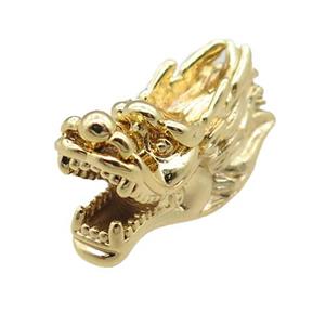 copper dragonhead charm beads, gold plated, approx 10-25mm, 2mm hole