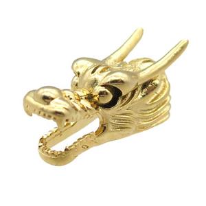 copper dragonhead charm beads, gold plated, approx 10-25mm, 4mm hole