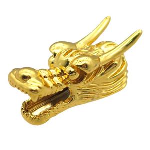copper dragonhead charm beads, gold plated, approx 15-40mm, 6mm hole