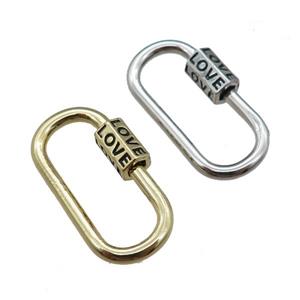 copper Carabiner Clasp, LOVE, mixed, approx 15-27mm