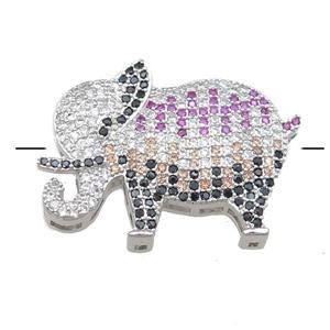copper elephant beads pave zircon, platinum plated, approx 20-28mm