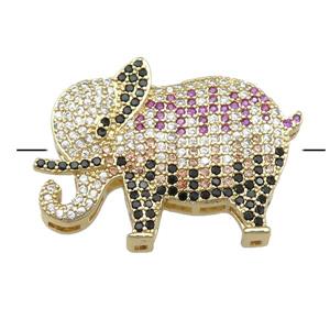 copper elephant beads pave zircon, gold plated, approx 20-28mm