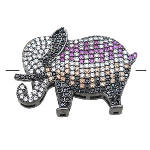 copper elephant beads pave zircon, black plated, approx 20-28mm