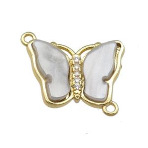 gray Resin Butterfly Connector, gold plated, approx 13-18mm