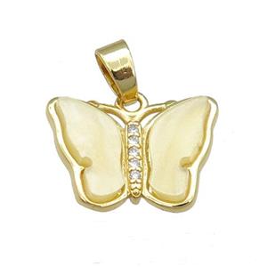 yellow Resin Butterfly Pendant, gold plated, approx 13-18mm