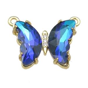 dp.blue Crystal Glass Butterfly Pendant with 2loops, gold plated, approx 15-18mm