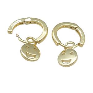 copper hoop Earrings with emoji, gold plated, approx 8mm, 13mm dia