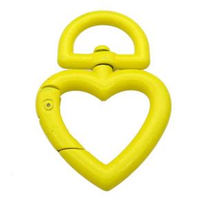 Alloy Carabiner Clasp with yellow Lacquered Fired, heart, approx 32-47mm
