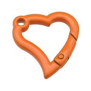 Alloy heart Carabiner Clasp with orange Lacquered Fired, approx 29-30mm