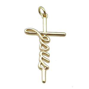 copper cross pendant, gold plated, approx 17-30mm