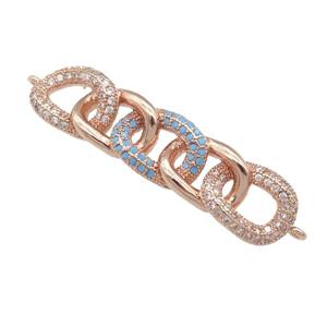 copper Linker Connector pave zircon, rose gold, approx 9-37mm