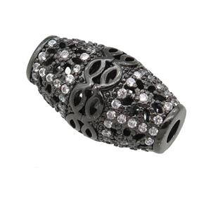 copper rice beads pave zircon, black plated, approx 10-17mm, 2.5mm hole