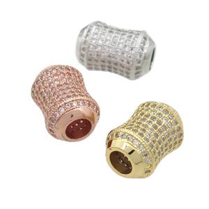 copper bamboo beads pave zircon, large hole, mixed, approx 11-16mm, 5mm hole