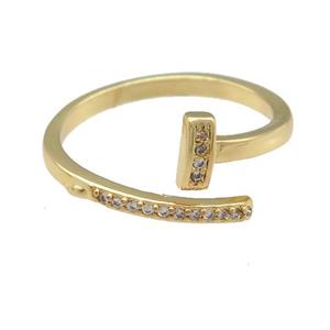 copper Ring paved zircon, gold plated, approx 6mm, 18mm dia