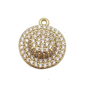 copper Cap charm pendant paved zircon, gold plated, approx 15mm