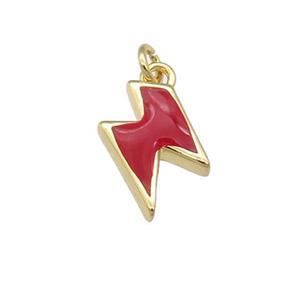 copper Lightning pendant with red enamel, gold plated, approx 5-10mm