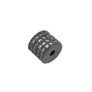 copper tube beads paved zircon, black plated, approx 7mm