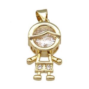 copper kid bog pendant pave zircon, gold plated, approx 12-20mm