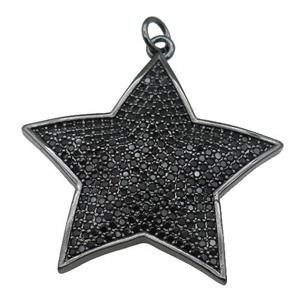 copper Star pendant paved zircon, black plated, approx 33mm