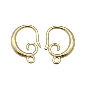 copper Hook Earring, gold plated, approx 10-13mm