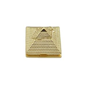 coppery Pyramid charm beads, gold plated, approx 13mm