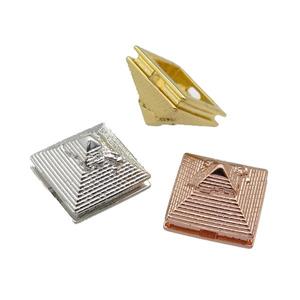 coppery Pyramid charm beads, mixed, approx 13mm