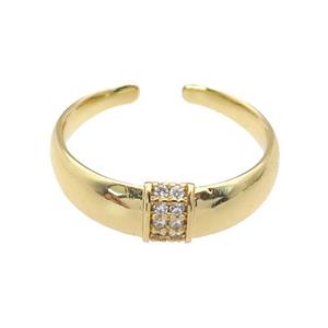 copper Ring paved zircon, gold plated, approx 6mm, 18mm dia
