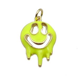 Halloween Ghost charm, copper pendant with yellow enamel, gold plated, approx 14-20mm