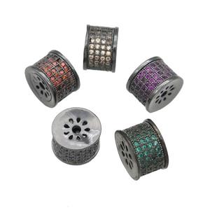 copper tube spaces Beads paved zircon, black plated, mixed, approx 7-10mm