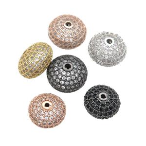 copper spacer beads pave zircon, rondelle, mixed, approx 9x14mm