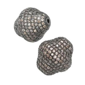 copper bicone beads pave champagne zircon, black plated, approx 16-17mm