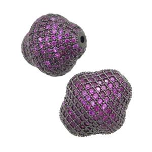 copper bicone beads pave hotpink zircon, black plated, approx 16-17mm