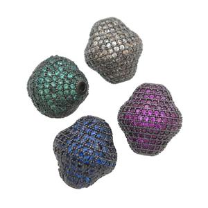copper bicone beads pave zircon, black plated, mixed, approx 16-17mm