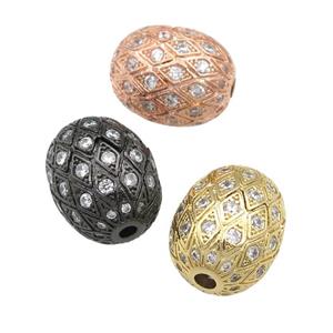 copper barrel spacer Beads paved zircon, mixed, approx 15-19mm