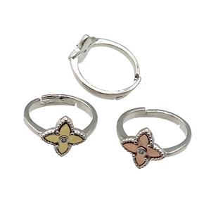 copper Star Ring, adjustable, platinum plated, mix, approx 12mm, 18mm dia