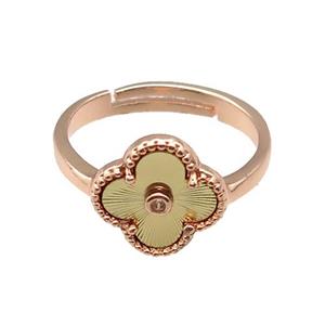 copper Clover Ring, adjustable, rose gold, approx 12mm, 18mm dia