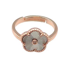 copper Flower Ring, adjustable, rose gold, approx 12mm, 18mm dia