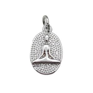 copper oval pendant, Yoga, platinum plated, approx 10-14mm