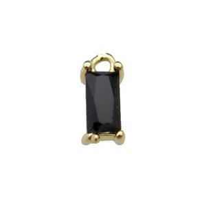 copper rectangle pendant pave black zircon, gold plated, approx 7mm