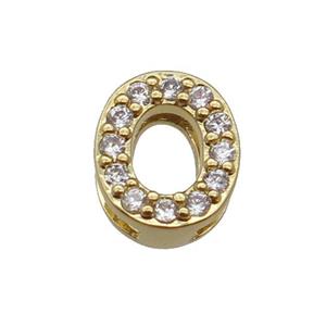 copper Number-0 Beads pave zircon, gold plated, approx 8mm, 2-6mm hole