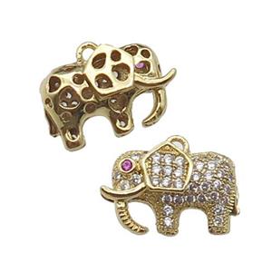 copper Elephant pendant pave zircon, gold plated, approx 10-15mm