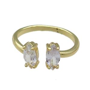 copper Ring pave zircon eye gold plated, approx 4-8mm, 18mm dia