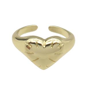 copper Heart Ring gold plated, approx 11.5mm, 18mm dia
