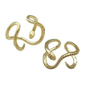 copper Ring pave zircon Snake gold plated, approx 15mm, 18mm dia