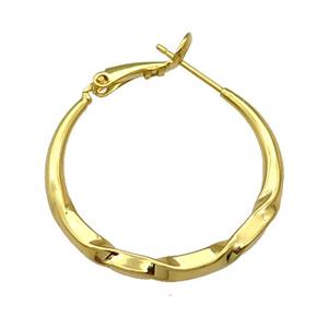 Copper Hoop Earring Gold Plated, approx 30mm dia
