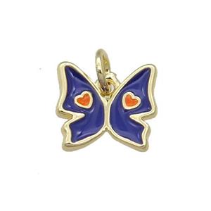 Copper Butterfly Pendant Blue Enamel Gold Plated, approx 11mm