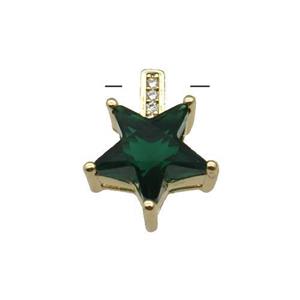 Copper Star Pendant Pave Darkgreen Crystal Gold Plated, approx 12-15.5mm