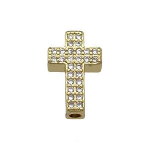 Copper Cross Beads Pave Zircon Gold Plated, approx 9-15mm