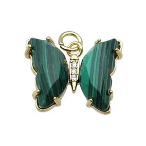 Green Synthetic Malachite Butterfly Pendant Gold Plated, approx 15-19mm